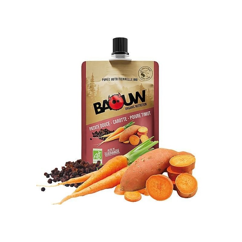 PURÉES ET COMPOTES ÉNERGÉTIQUES BIO PATATE DOUCE - CAROTTE - POIVRE TIMUT