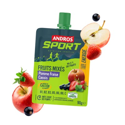 Andros Sport - Gourde de Fruits Mixés Vitaminés Pomme Fraise Cassis