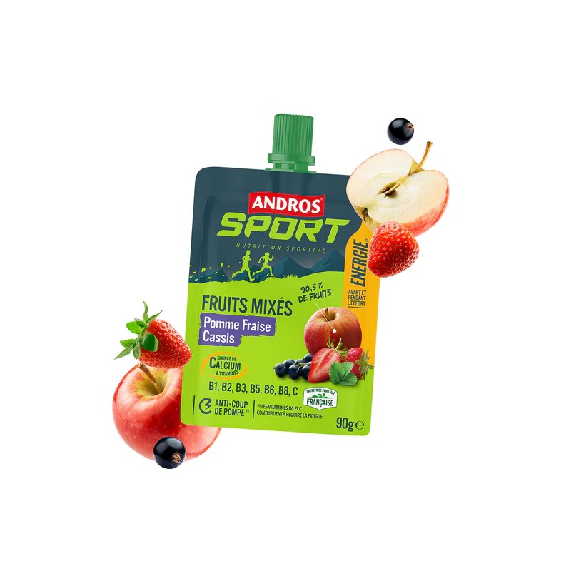 Andros Sport - Gourde de Fruits Mixés Vitaminés Pomme Fraise Cassis