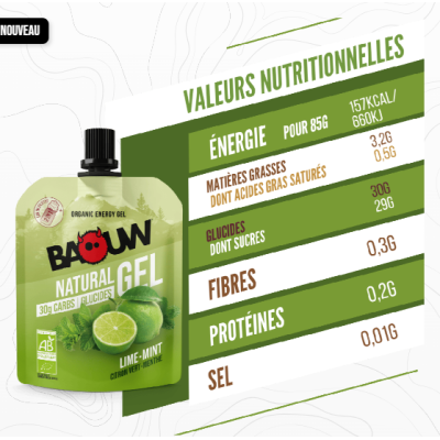 Baouw- Gels Énergétiques Bio Citron Vert Menthe