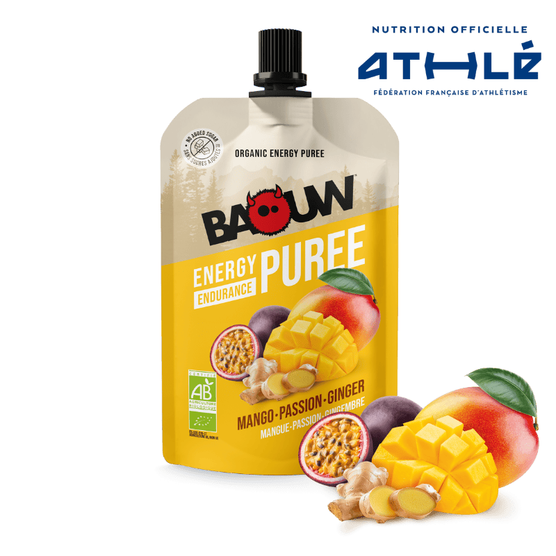 Baouw - purées Et Compotes  Énergétiques Mangue - Passion - Gingembre