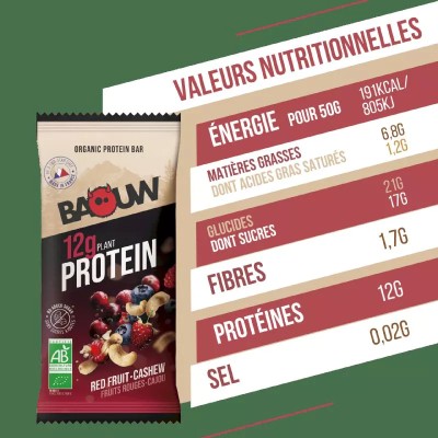 Baouw- Barre Protéinée Fruit Rouge Cajou
